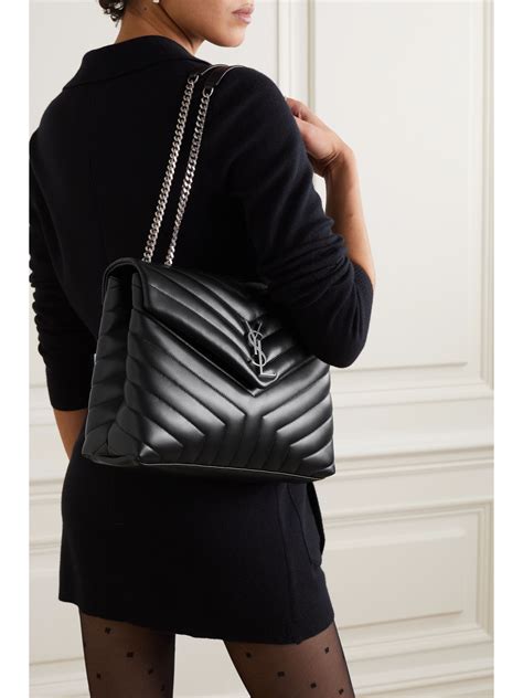 ysl black vinyl quilted bag|loulou quilted leather shoulder bag.